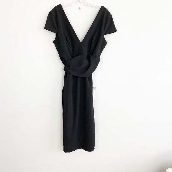 Dress the Population Dana wrap waist cocktail mini dress black bodycon XL - Picture 5 of 9